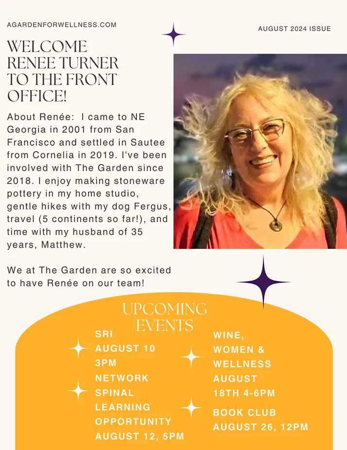 Chiropractic Clarkesville GA August 2024 Newsletter Welcome Renee